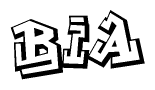 The clipart image depicts the word Bia in a style reminiscent of graffiti. The letters are drawn in a bold, block-like script with sharp angles and a three-dimensional appearance.