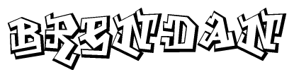 The image is a stylized representation of the letters Brendan designed to mimic the look of graffiti text. The letters are bold and have a three-dimensional appearance, with emphasis on angles and shadowing effects.