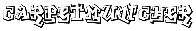 The clipart image features a stylized text in a graffiti font that reads Carpetmuncher.