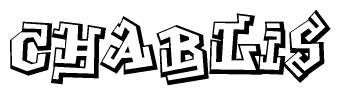 The clipart image features a stylized text in a graffiti font that reads Chablis.