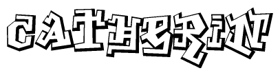 The clipart image depicts the word Catherin in a style reminiscent of graffiti. The letters are drawn in a bold, block-like script with sharp angles and a three-dimensional appearance.