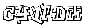 The clipart image features a stylized text in a graffiti font that reads Cyndii.