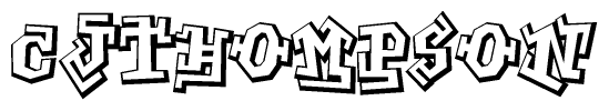 The clipart image depicts the word Cjthompson in a style reminiscent of graffiti. The letters are drawn in a bold, block-like script with sharp angles and a three-dimensional appearance.