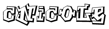 The clipart image depicts the word Cnicole in a style reminiscent of graffiti. The letters are drawn in a bold, block-like script with sharp angles and a three-dimensional appearance.