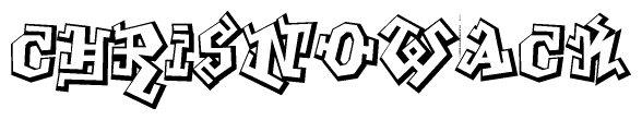 The clipart image depicts the word Chrisnowack in a style reminiscent of graffiti. The letters are drawn in a bold, block-like script with sharp angles and a three-dimensional appearance.