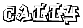 The clipart image depicts the word Cally in a style reminiscent of graffiti. The letters are drawn in a bold, block-like script with sharp angles and a three-dimensional appearance.