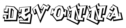 The clipart image depicts the word Devonna in a style reminiscent of graffiti. The letters are drawn in a bold, block-like script with sharp angles and a three-dimensional appearance.