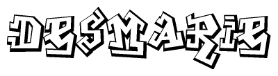 The clipart image depicts the word Desmarie in a style reminiscent of graffiti. The letters are drawn in a bold, block-like script with sharp angles and a three-dimensional appearance.