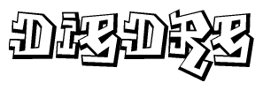 The clipart image depicts the word Diedre in a style reminiscent of graffiti. The letters are drawn in a bold, block-like script with sharp angles and a three-dimensional appearance.