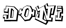 The clipart image depicts the word Doni in a style reminiscent of graffiti. The letters are drawn in a bold, block-like script with sharp angles and a three-dimensional appearance.