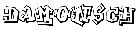 The clipart image features a stylized text in a graffiti font that reads Damonsch.