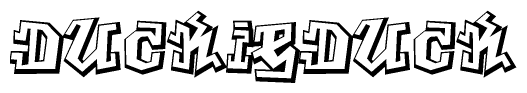   The clipart image features a stylized text in a graffiti font that reads Duckieduck. 