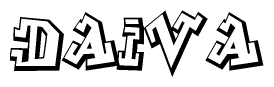 The clipart image depicts the word Daiva in a style reminiscent of graffiti. The letters are drawn in a bold, block-like script with sharp angles and a three-dimensional appearance.