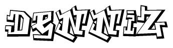 The clipart image depicts the word Denniz in a style reminiscent of graffiti. The letters are drawn in a bold, block-like script with sharp angles and a three-dimensional appearance.