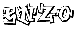 The clipart image depicts the word Enzo in a style reminiscent of graffiti. The letters are drawn in a bold, block-like script with sharp angles and a three-dimensional appearance.