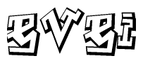 The clipart image depicts the word Evei in a style reminiscent of graffiti. The letters are drawn in a bold, block-like script with sharp angles and a three-dimensional appearance.