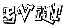 The clipart image features a stylized text in a graffiti font that reads Evin.