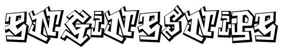 The image is a stylized representation of the letters Enginesnipe designed to mimic the look of graffiti text. The letters are bold and have a three-dimensional appearance, with emphasis on angles and shadowing effects.