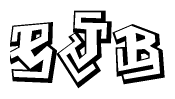 The clipart image depicts the word Ejb in a style reminiscent of graffiti. The letters are drawn in a bold, block-like script with sharp angles and a three-dimensional appearance.