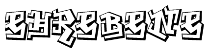 The image is a stylized representation of the letters Ehrebene designed to mimic the look of graffiti text. The letters are bold and have a three-dimensional appearance, with emphasis on angles and shadowing effects.