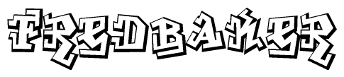 The clipart image features a stylized text in a graffiti font that reads Fredbaker.