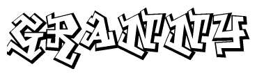 The clipart image depicts the word Granny in a style reminiscent of graffiti. The letters are drawn in a bold, block-like script with sharp angles and a three-dimensional appearance.