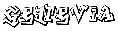 The clipart image depicts the word Genevia in a style reminiscent of graffiti. The letters are drawn in a bold, block-like script with sharp angles and a three-dimensional appearance.