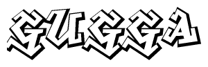 The clipart image depicts the word Gugga in a style reminiscent of graffiti. The letters are drawn in a bold, block-like script with sharp angles and a three-dimensional appearance.