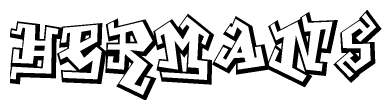 The clipart image depicts the word Hermans in a style reminiscent of graffiti. The letters are drawn in a bold, block-like script with sharp angles and a three-dimensional appearance.