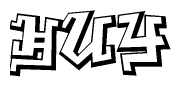 The clipart image features a stylized text in a graffiti font that reads Huy.