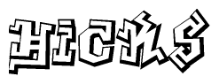 The clipart image features a stylized text in a graffiti font that reads Hicks.