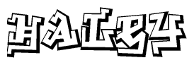 The image is a stylized representation of the letters Haley designed to mimic the look of graffiti text. The letters are bold and have a three-dimensional appearance, with emphasis on angles and shadowing effects.