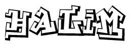 The clipart image depicts the word Halim in a style reminiscent of graffiti. The letters are drawn in a bold, block-like script with sharp angles and a three-dimensional appearance.