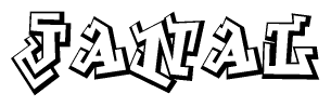 The clipart image features a stylized text in a graffiti font that reads Janal.