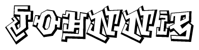 The clipart image depicts the word Johnnie in a style reminiscent of graffiti. The letters are drawn in a bold, block-like script with sharp angles and a three-dimensional appearance.