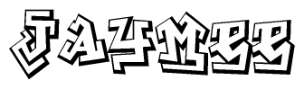 The clipart image depicts the word Jaymee in a style reminiscent of graffiti. The letters are drawn in a bold, block-like script with sharp angles and a three-dimensional appearance.