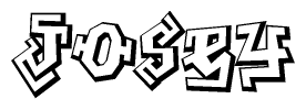 The clipart image depicts the word Josey in a style reminiscent of graffiti. The letters are drawn in a bold, block-like script with sharp angles and a three-dimensional appearance.
