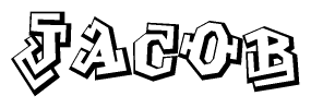 The clipart image features a stylized text in a graffiti font that reads Jacob.