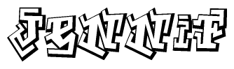 The clipart image depicts the word Jennif in a style reminiscent of graffiti. The letters are drawn in a bold, block-like script with sharp angles and a three-dimensional appearance.