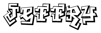 The clipart image depicts the word Jeffry in a style reminiscent of graffiti. The letters are drawn in a bold, block-like script with sharp angles and a three-dimensional appearance.