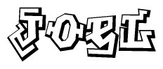 The clipart image depicts the word Joel in a style reminiscent of graffiti. The letters are drawn in a bold, block-like script with sharp angles and a three-dimensional appearance.