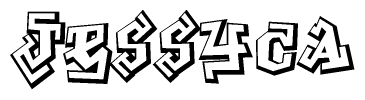 The image is a stylized representation of the letters Jessyca designed to mimic the look of graffiti text. The letters are bold and have a three-dimensional appearance, with emphasis on angles and shadowing effects.