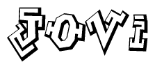 The image is a stylized representation of the letters Jovi designed to mimic the look of graffiti text. The letters are bold and have a three-dimensional appearance, with emphasis on angles and shadowing effects.