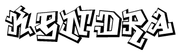 The clipart image depicts the word Kendra in a style reminiscent of graffiti. The letters are drawn in a bold, block-like script with sharp angles and a three-dimensional appearance.