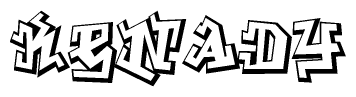 The clipart image features a stylized text in a graffiti font that reads Kenady.