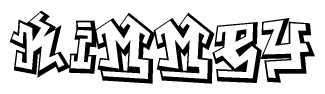 The image is a stylized representation of the letters Kimmey designed to mimic the look of graffiti text. The letters are bold and have a three-dimensional appearance, with emphasis on angles and shadowing effects.