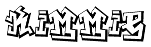 The image is a stylized representation of the letters Kimmie designed to mimic the look of graffiti text. The letters are bold and have a three-dimensional appearance, with emphasis on angles and shadowing effects.