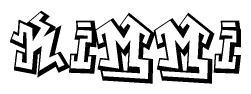 The image is a stylized representation of the letters Kimmi designed to mimic the look of graffiti text. The letters are bold and have a three-dimensional appearance, with emphasis on angles and shadowing effects.