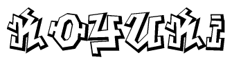 The clipart image depicts the word Koyuki in a style reminiscent of graffiti. The letters are drawn in a bold, block-like script with sharp angles and a three-dimensional appearance.