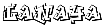 The clipart image depicts the word Lanaya in a style reminiscent of graffiti. The letters are drawn in a bold, block-like script with sharp angles and a three-dimensional appearance.